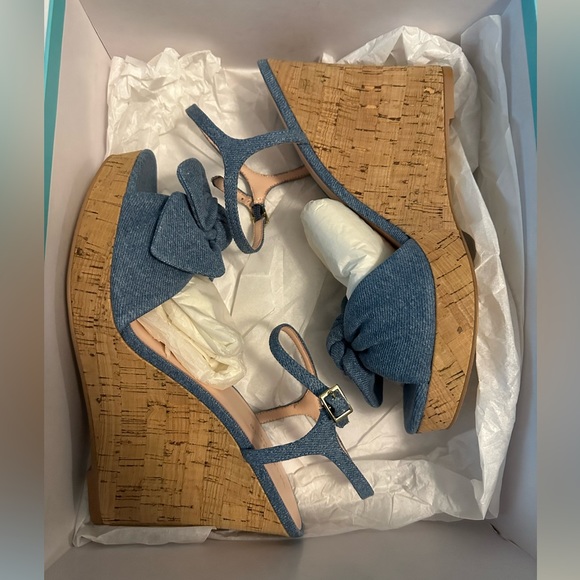 Adorable Kate Spade Janae denim blue Wedge Sandals size 9 - Picture 6 of 9